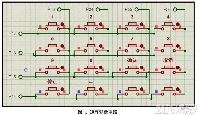 51单片机4*4矩阵键盘原理_单片机矩阵键盘电路设计_模拟监控矩阵键盘说明书