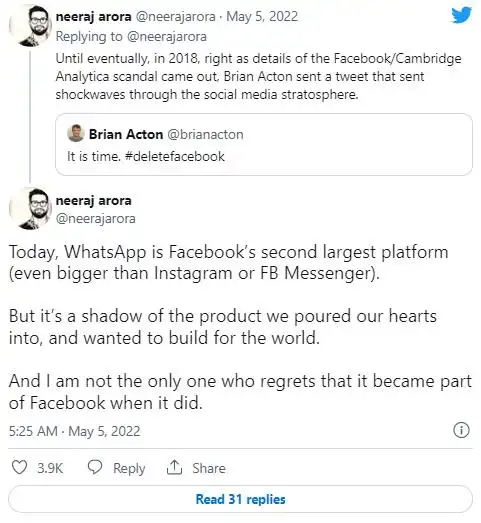 WhatsApp Facebook收购争议_WhatsApp_WhatsApp前首席财务官后悔收购